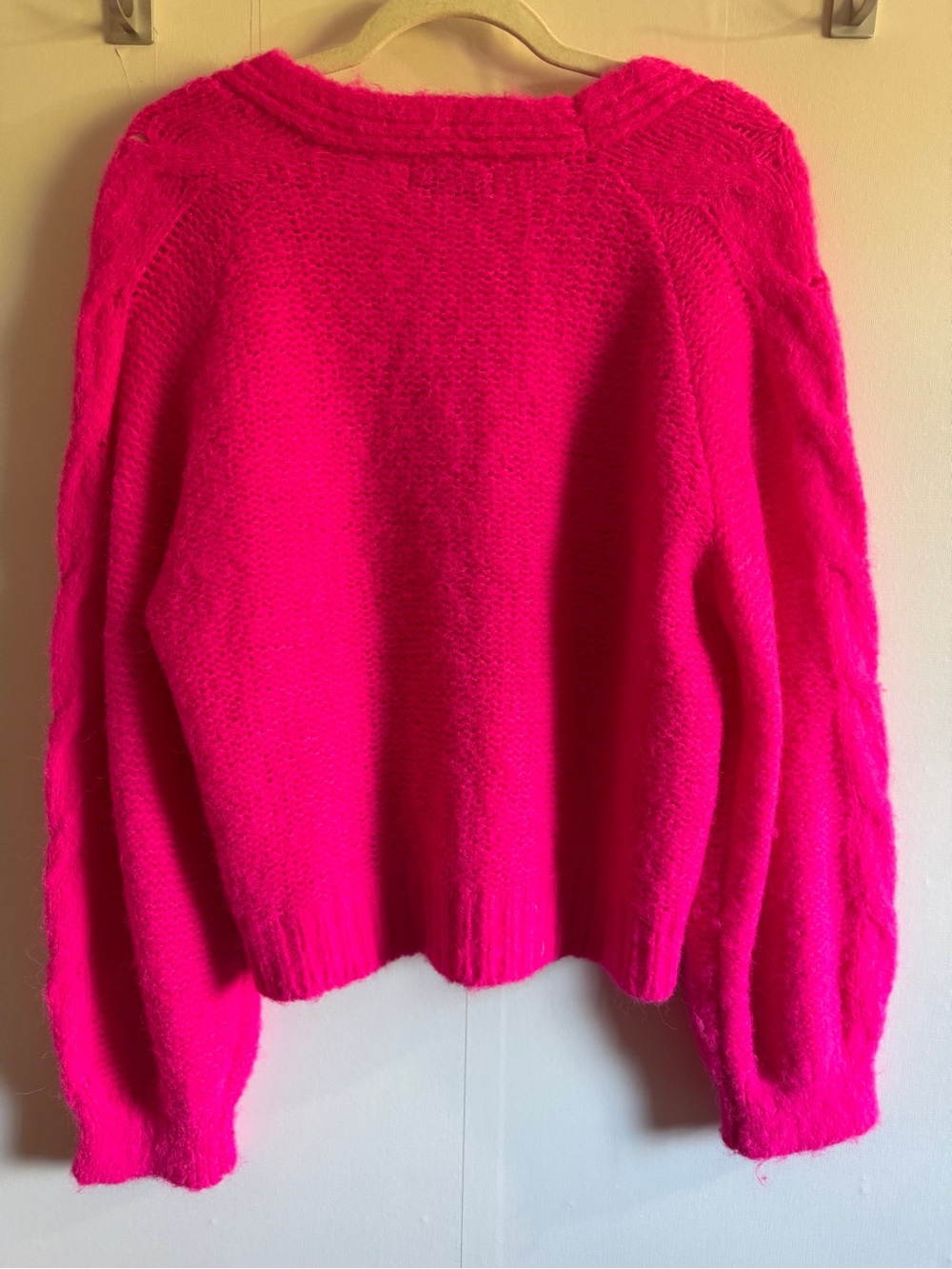 Smash + Tess Hot Pink Alpaca Wool Blend Fuzzy Cardigan M/L Barbiecore - Picture 2 of 6